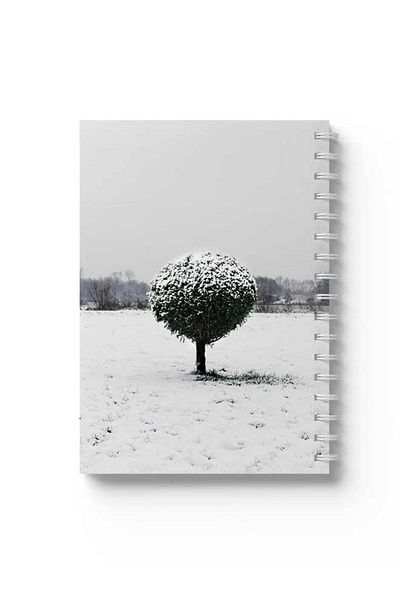 LOWHA Spiral Notebook with Front and Back Hard Covers Featuring Tree in the Snow Design