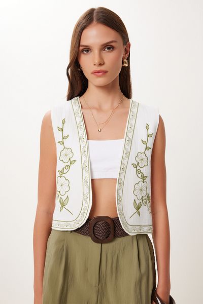 Lovelyİstanbul Embroidered Muslin Vest