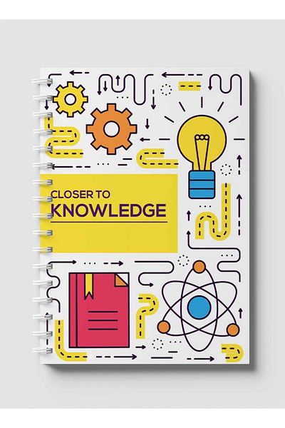 LOWHA Spiral Notebook with Front and Back Hard Covers Featuring Closer to Knowledge Design