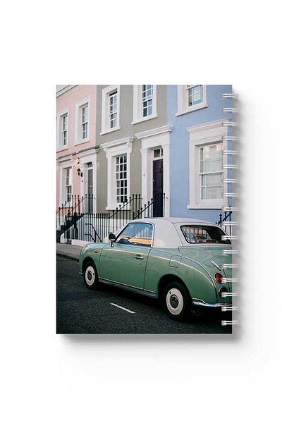LOWHA Spiral Notebook with Front and Back Hard Covers Featuring Houses Design