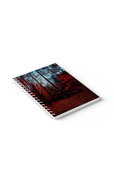 LOWHA Spiral Notebook with Front and Back Hard Covers Featuring Red Woods Design