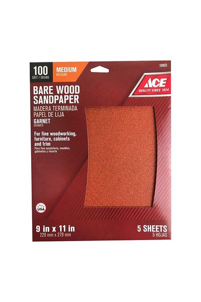 ACE 5-Piece Medium Bare Wood Sandpaper 9 x 11 Inch