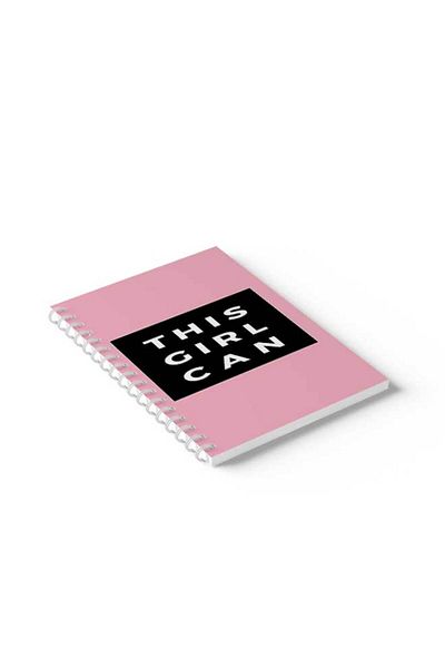 LOWHA Spiral Notebook with Front and Back Hard Covers Featuring This Girl Can Design