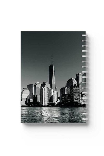 LOWHA Spiral Notebook with Front and Back Hard Covers Featuring City View Design
