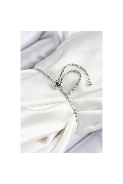 REBORN DESIGN Brass Zircon Stone Cherry Model Silver Color Elevator Women's Bracelet