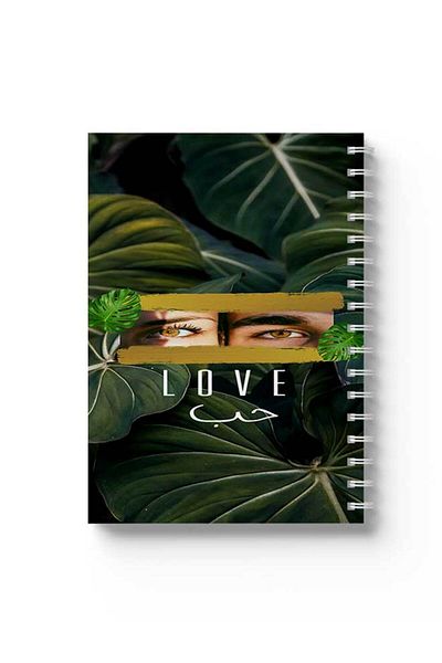 LOWHA Spiral Notebook with Front and Back Hard Covers Featuring Love with Eyes Design