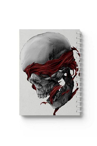 LOWHA Spiral Notebook with Front and Back Hard Covers Featuring Skull Design