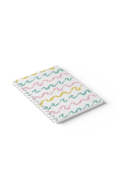 LOWHA Spiral Notebook with Front and Back Hard Covers Featuring Twisted Lines Design