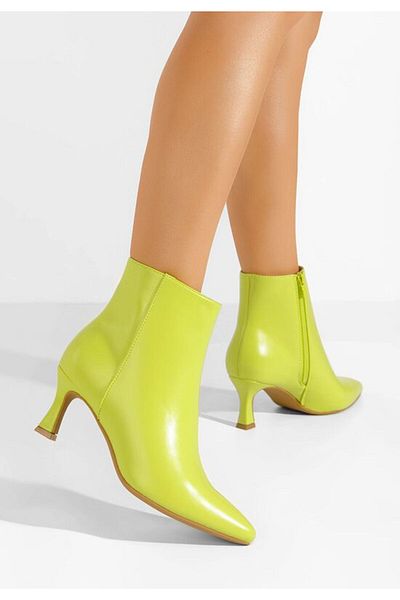 B T Shoes Neon green Kaina thin heel ankle boots