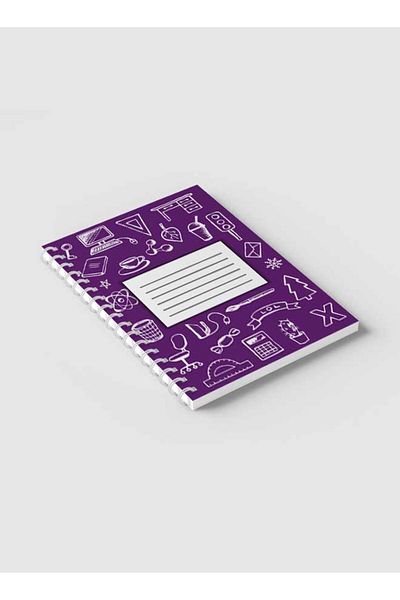 LOWHA Spiral Notebook with Front and Back Hard Covers Featuring Back to School Light Violet Design