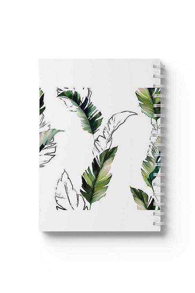 LOWHA Spiral Notebook with Front and Back Hard Covers Featuring Leaves Design