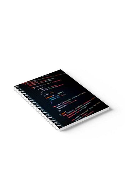LOWHA Spiral Notebook with Front and Back Hard Covers Featuring Coding Design