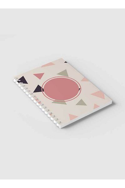 LOWHA Spiral Notebook with Front and Back Hard Covers Featuring Graphic Triangles Design