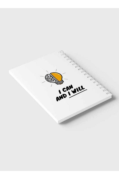 LOWHA Spiral Notebook with Front and Back Hard Covers Featuring I Can And I Will Design