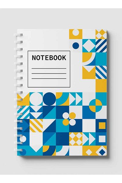 LOWHA Spiral Notebook with Front and Back Hard Covers Featuring Flat Mosiac Design