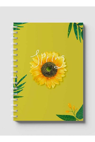 LOWHA Spiral Notebook with Front and Back Hard Covers Featuring Spring Sunflower Book Design