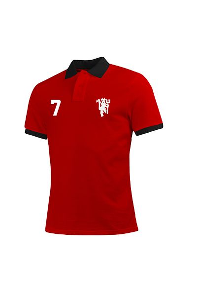 OFFSIDESIGN Manu Red Black Red Devils Retro Style Polo Neck T-Shirt Man Utd. Polo T-Shirt