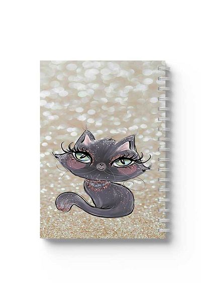 LOWHA Spiral Notebook with Front and Back Hard Covers Featuring Cat Design