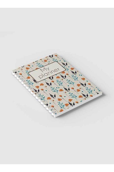 LOWHA Spiral Notebook with Front and Back Hard Covers Featuring My Planner Floral Design
