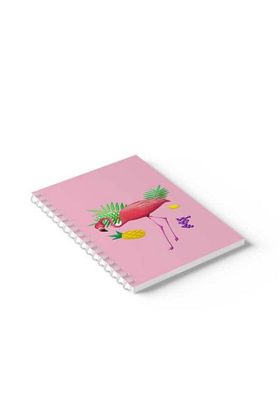 LOWHA Spiral Notebook with Front and Back Hard Covers Featuring Flamingo Design