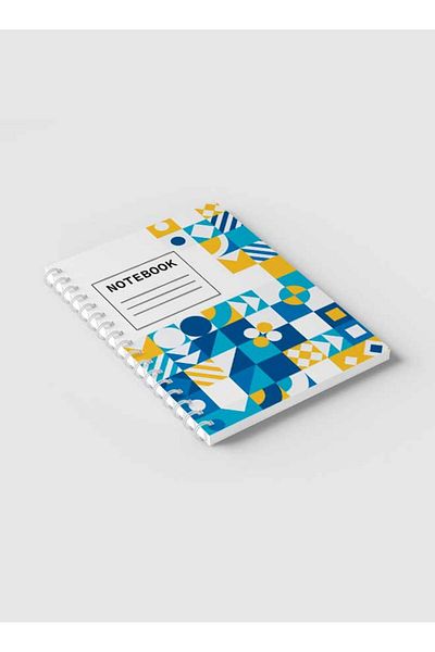 LOWHA Spiral Notebook with Front and Back Hard Covers Featuring Flat Mosiac Design