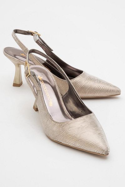 CCWAY AYAKKABI Women's High Heel Shoes Gold Wavy