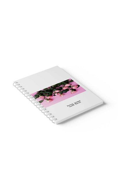 LOWHA Spiral Notebook with Front and Back Hard Covers Featuring Love Yourself First Design