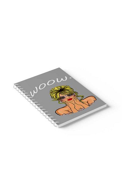 LOWHA Spiral Notebook with Front and Back Hard Covers Featuring Wow with Woman Design