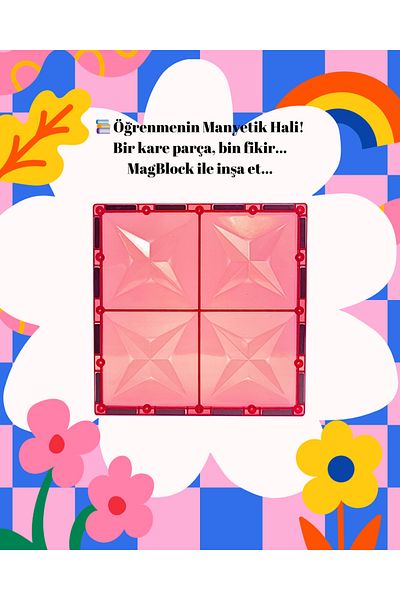 Magblock Magnetic 2 Large Square Pieces - 15 X 15 Cm. Compatible with All Brands. Supplementary Product