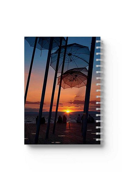 LOWHA Spiral Notebook with Front and Back Hard Covers Featuring Over the Beach Design