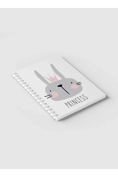 LOWHA Spiral Notebook with Front and Back Hard Covers Featuring Rabbit Princess Design