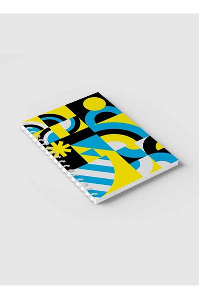 LOWHA Spiral Notebook with Front and Back Hard Covers Featuring Graphic Geometric Circles Design