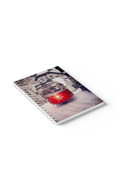 LOWHA Spiral Notebook with Front and Back Hard Covers Featuring Snowy Day Design