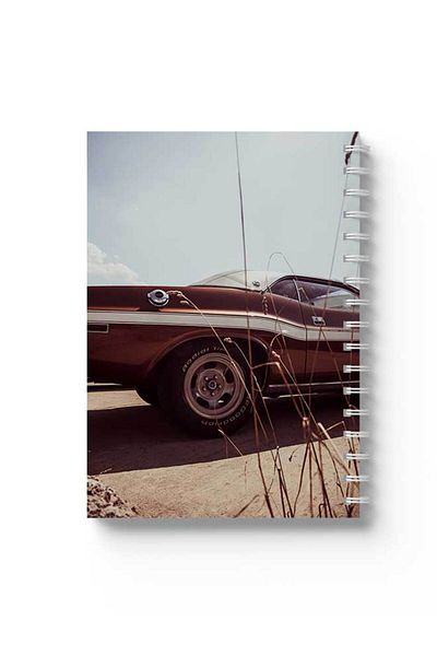 LOWHA Spiral Notebook with Front and Back Hard Covers Featuring Classic Car Design