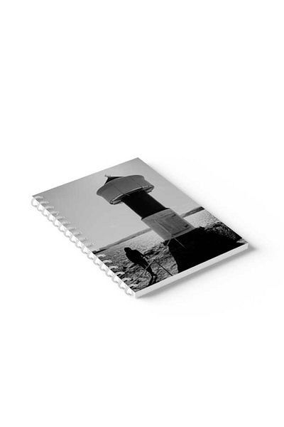 LOWHA Spiral Notebook with Front and Back Hard Covers Featuring Girl By the Light House Design