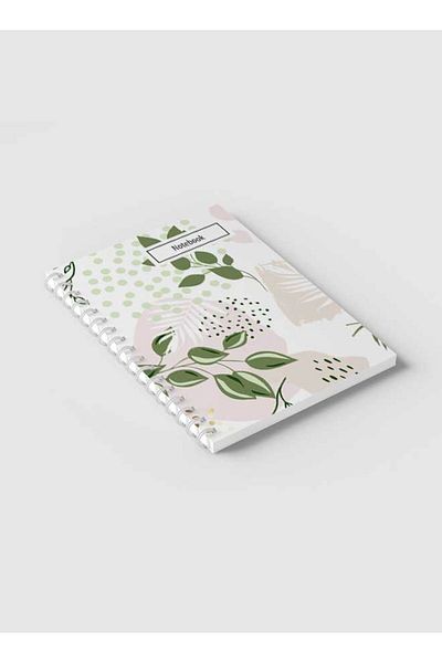 LOWHA Spiral Notebook with Front and Back Hard Covers Featuring Abstract Floral Design