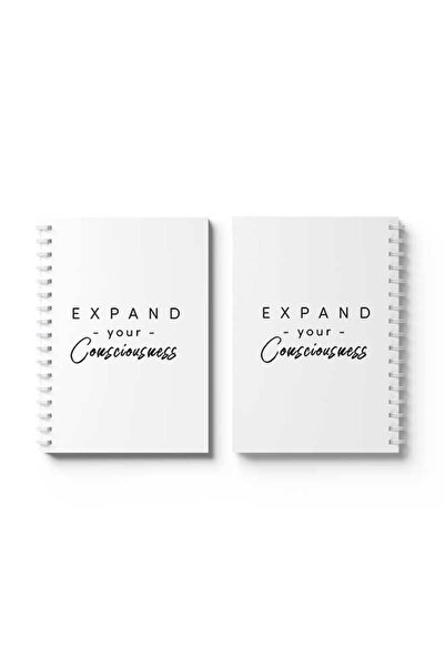 LOWHA دفتر ملاحظات حلزوني مع غلافين أمامي وخلفي صلبين يتميز بتصميم "سُع نطاق وعيك"