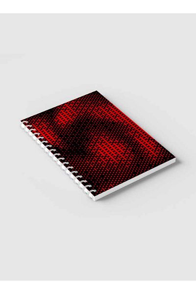LOWHA Spiral Notebook with Front and Back Hard Covers Featuring Swirl Halftone Red Design