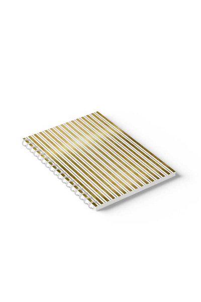 LOWHA Spiral Notebook with Front and Back Hard Covers Featuring Golden Stripes Design