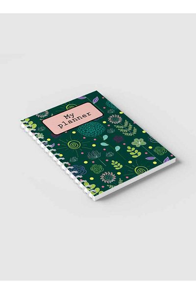 LOWHA Spiral Notebook with Front and Back Hard Covers Featuring Flowers & Sun Design