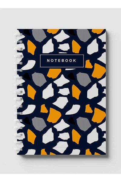 LOWHA Spiral Notebook with Front and Back Hard Covers Featuring Terrazzo Style Design