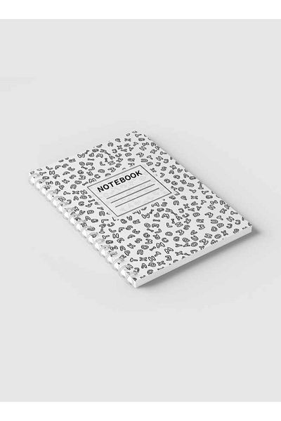 LOWHA Spiral Notebook with Front and Back Hard Covers Featuring Letters Design