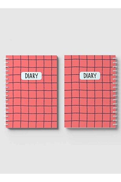 LOWHA دفتر ملاحظات حلزوني مع غلافين أمامي وخلفي صلبين بتصميم خطوط شبكية