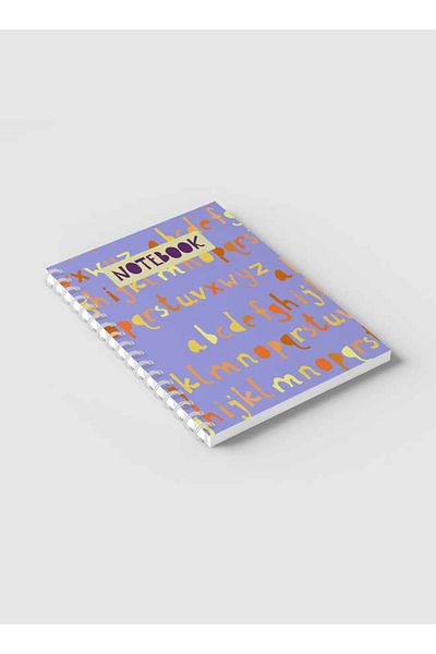 LOWHA Spiral Notebook with Front and Back Hard Covers Featuring Letters Design