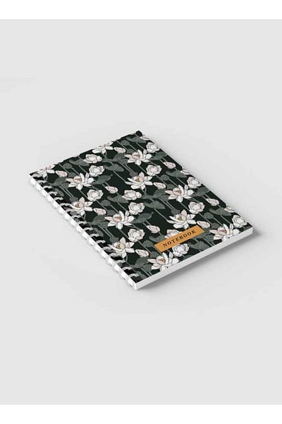 LOWHA Spiral Notebook with Front and Back Hard Covers Featuring Flowers Design