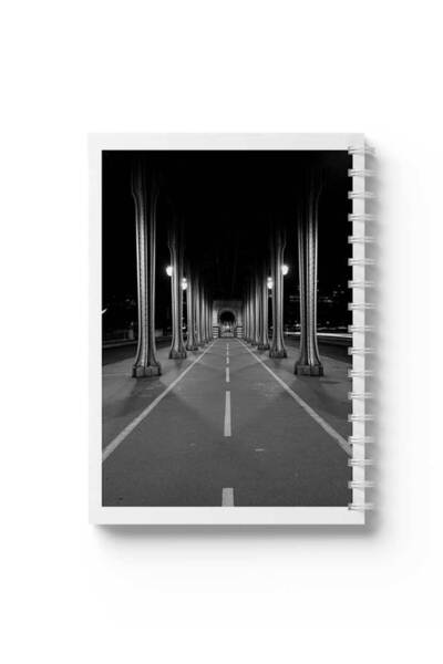 LOWHA دفتر ملاحظات حلزوني مع غلافين أمامي وخلفي صلبين بتصميم Night Road