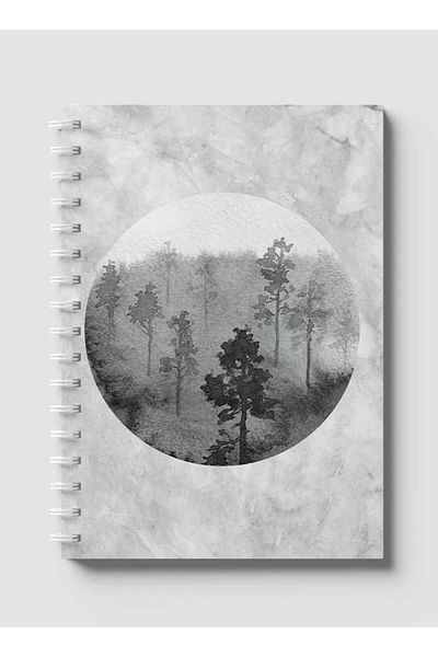 LOWHA Spiral Notebook with Front and Back Hard Covers Featuring Moon Design