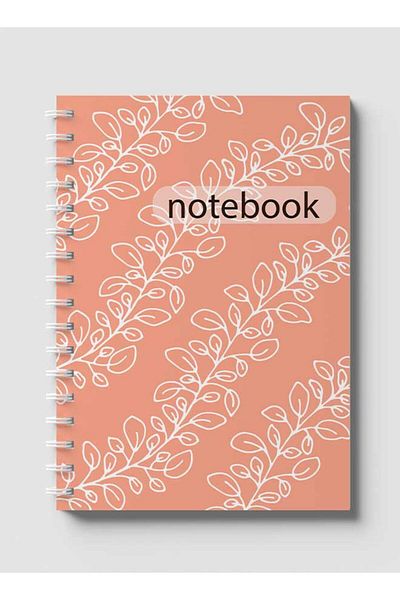 LOWHA Spiral Notebook with Front and Back Hard Covers Featuring Modern Leaves Design