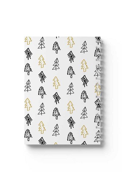 LOWHA Spiral Notebook with Front and Back Hard Covers Featuring Pine Trees Design