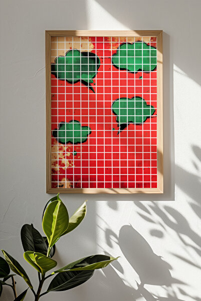 Artavessa لوحة Popart مربعة الشكل مخططة بإطار من الخشب الخام الحقيقي من قطعة ...